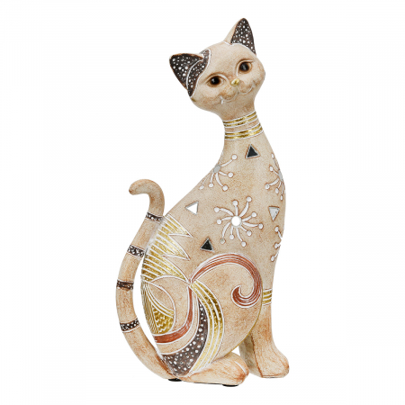 IN STOC - Figurină, Pisică, Kimba, Polirășină, maro deschis, PU 3, L. 10 cm, L. 11 cm, H. 23 cm