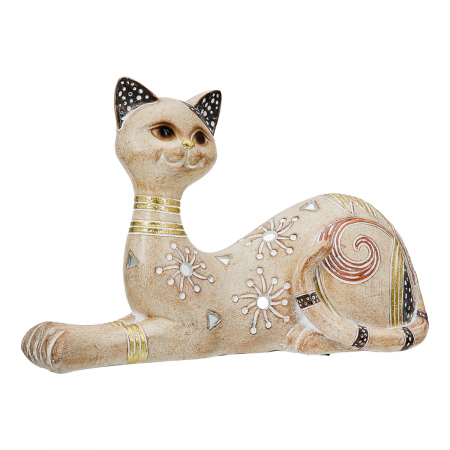 IN STOC - Figurină, Pisică, Kimba, Polirășină, maro deschis, PU 3, L. 8 cm, L. 21 cm, H. 12 cm