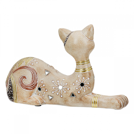 Figurină, Pisică, Kimba, Polirășină, maro deschis, PU 3, L. 8 cm, L. 21 cm, H. 12 cm [1]