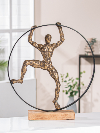 SALE % - Figurina Pose, aluminiu/lemn, auriu, 41x45x9 cm