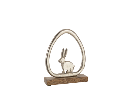 Primavara - Figurina Rabbit Egg, Aluminiu, Argintiu, 19x4.5x24 cm