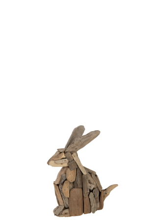 SALE % - Figurina Rabbit Pieces, Lemn, Natural, 30x30x35 cm