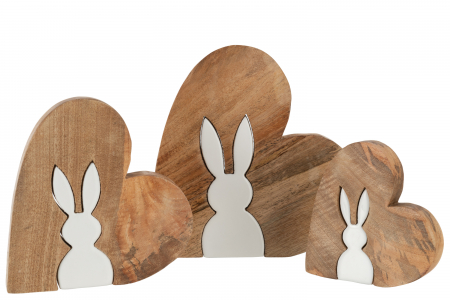 Figurina Rabbit Silhouette Heart, Lemn, Alb/Natural, 22.5x3x22.5 cm [2]