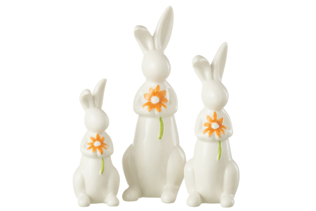 SALE % - Figurina, RABBITS FLOWERS, SET3