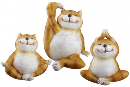 Figurina rasina Pisica Yoga Trio set 3 . [1]