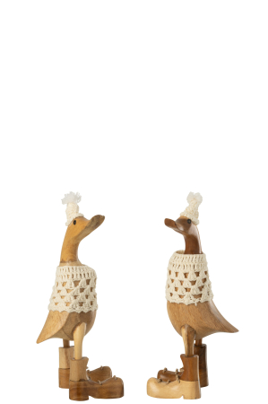 Figurina Rata crosetata din lemn, natur/alb, sortiment de 2 | L 11X l 10X H 28 cm [2]