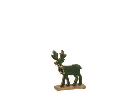 CRACIUN - Figurină, Ren, lemn, verde S