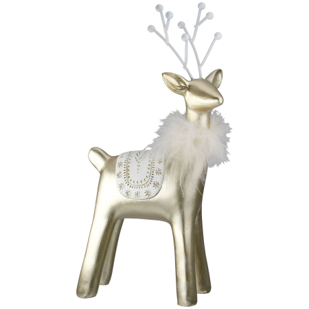 Figurina, Ren, „Roger”, Material textil, alb, auriu, PU 2, 2 asortate, L. 8 cm, L. 18 cm, H 40 cm [2]