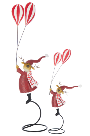 Figurina Reni cu baloane, metal, rosu L | L 32X l 17.5X H 85 cm [2]