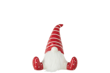 Mos Craciun - Figurina Santa Sitting, Ceramica, Rosu, 19x19x19.5 cm