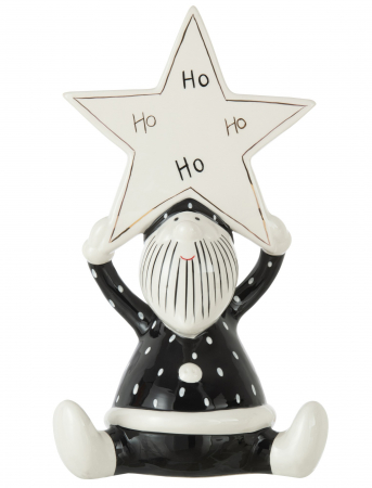 Mos Craciun - Figurina Santa Sitting Star, Ceramica, Multicolor, 19.5x13x33.5 cm