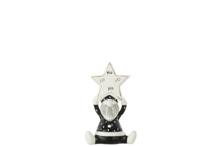 Mos Craciun - Figurina Santa Sitting Star Hoho, Ceramica, Multicolor, 12.5x7.5x19.5 cm
