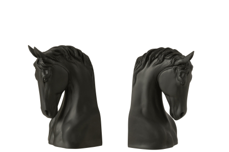 Figurina/ Set de 2 suporturi de carti, Cal, polirasina, negru [1]