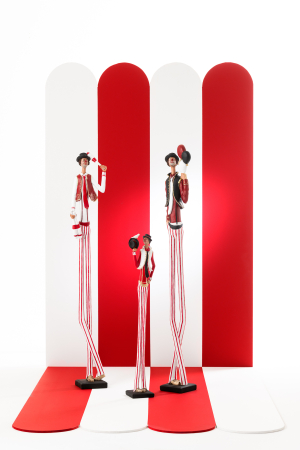IN STOC - Figurina, Set de 3 clovni gigant din polirasina multicolor, L