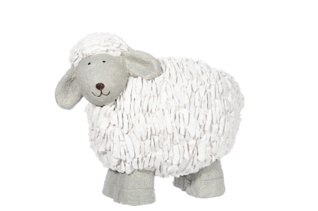 SALE % - Figurina Sheep, Rasina/Fibre sintetice, Alb, 41x25x35.5 cm