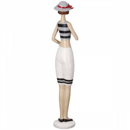 Figurină, Sirenă, Motiv pălărie, punctată, dungi, Rășină sintetică, crem, gri, PU 2, 2 asortate, L. 7 cm, L. 12 cm, H 37 cm [5]
