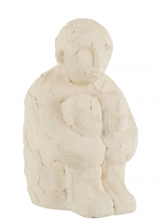 SALE % - Figurina Sitting, Ciment, Alb, 17x17x24 cm