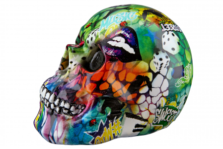 Street art - Figurina Skull Street Art, Rasina, Multicolor, 19x13x11 cm