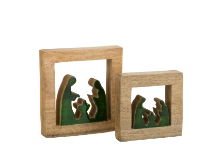 Figurină, Square Lemn Verde/Natur L [1]