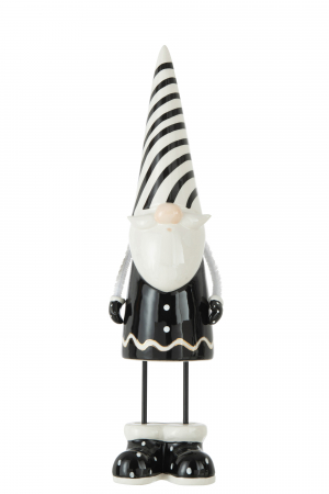 Mos Craciun - Figurina Standing Stripes, Ceramica, Multicolor, 12x10.5x41.5 cm