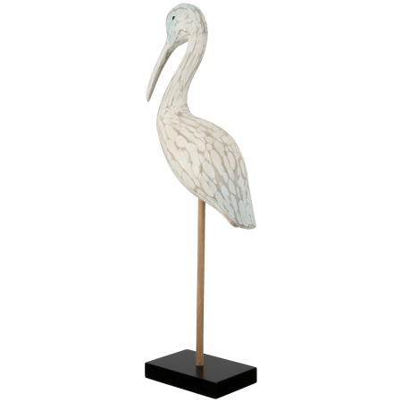 Figurină, Stârc, Lemn, alb, PU 2, L. 10 cm, L. 22 cm, H 58 cm [1]
