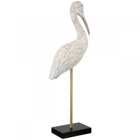 Figurină, Stârc, Lemn, alb, PU 2, L. 10 cm, L. 22 cm, H 58 cm [2]