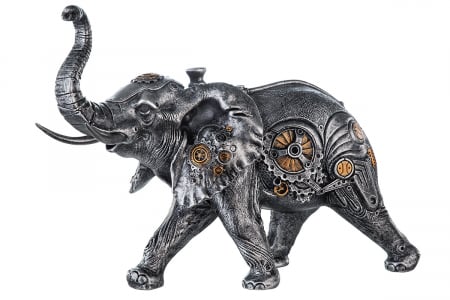 Figurina Steampunk Elephant, Rasina, Argintiu/Auriu, 28x23x14 cm [3]