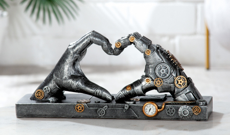 SALE % - Figurina Steampunk Hand, Rasina, Argintiu/Auriu, 35x16x9.5 cm