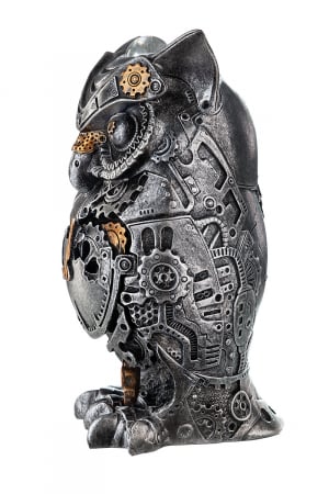 Figurina Steampunk Owl, Rasina, Argintiu/Auriu, 13x21x10 cm [2]