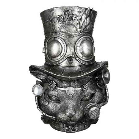 IN STOC - Figurina Steampunk, rasina, argintiu, 14x16x24 cm
