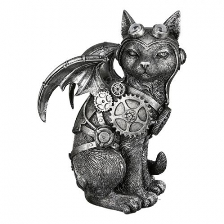 SALE % - Figurina Steampunk, rasina, argintiu, 14x9x24 cm