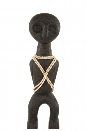 Tribal - Figurina Takwimu, Lemn, Negru, 13x7.5x47 cm