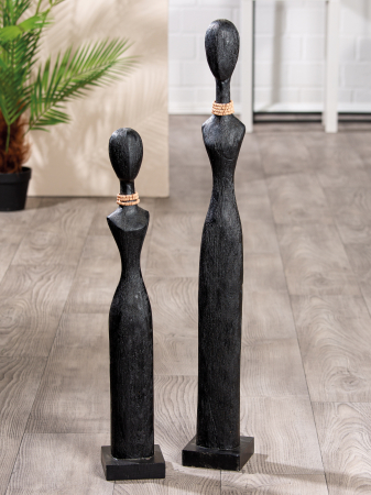 SALE % - Figurina Tall Lady, lemn/negru, 11.5x86x11.5 cm