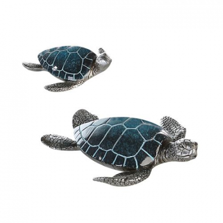 Mare si soare - Figurina testoasa Josie, rasina, albastru/argintiu, 10 cm