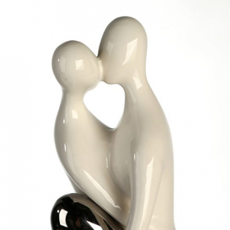 Figurina The Kiss, ceramica, alb/argintiu, 38 cm [1]