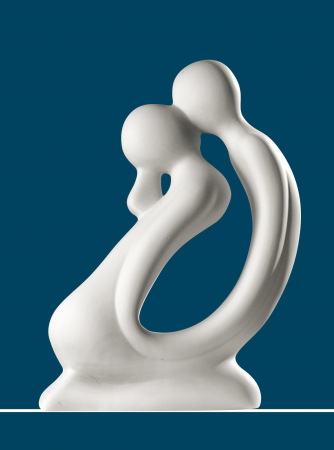 Dragobete - Figurina The Kiss, ceramica, crem, 30x42x14 cm