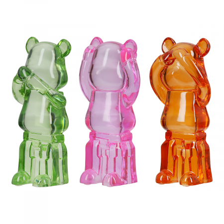 Modern - Figurină, Urs, Colorido, Acrilic, verde, portocaliu, roz, PU 3, 3 buc. asortate, L. 5 cm, L. 7 cm, H. 15 cm