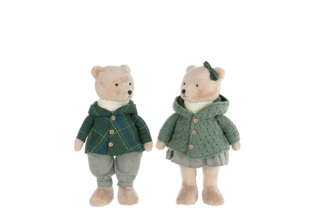 Figurina, Ursulet baiat/fata poliester bej/verde inchis Ass 2 [1]