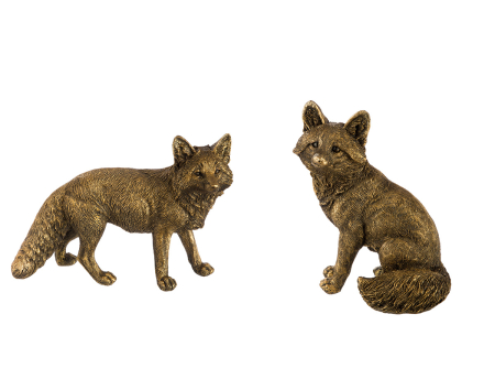 Decoratiuni - Figurina, Vulpe, „Fabian”, Rasina sintetica, culoare bronz, PU 4, 2 asortate, L. 9,5 cm, L. 24 cm, H 16,5 cm