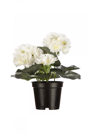 Plante artificiale si uscate - Floare artificiala la ghiveci, fibre sintetice, alb, 21 cm