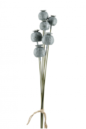 IN STOC - Floare artificiala Mohnkapsel, Fibre artificiale, Gri, 6x67 cm