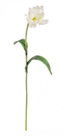 IN STOC - Floare decorativa, tesatura, polietilena si sarma de fier, alb, 7x76cm