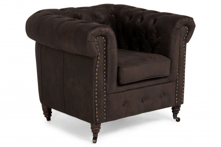 Fotolii - Fotoliu Chesterfield, Maro Vintage, 94x80x86 cm