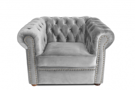 SALE % - Fotoliu Chesterfield, gri, 94x80x86 cm