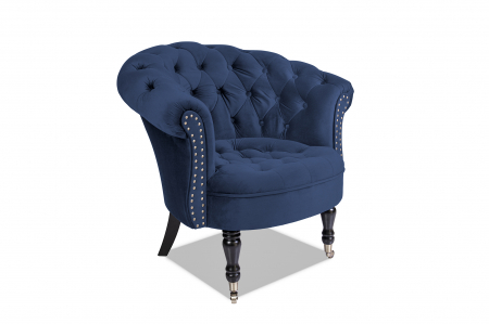 SALE % - Fotoliu Filip chesterfield, albastru petrol, spuma/catifea/lemn, 87x78x83 cm