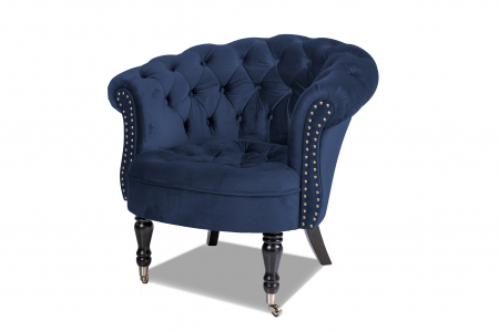 Fotoliu Filip chesterfield, albastru petrol, spuma/catifea/lemn, 87x78x83 cm [3]