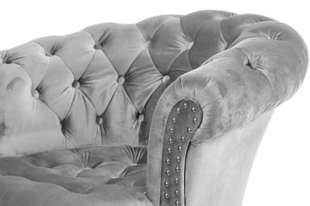 Fotoliu Filip chesterfield, gri, spuma/catifea/lemn, 87x78x83 cm [5]