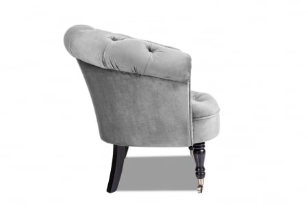 Fotoliu Filip chesterfield, gri, spuma/catifea/lemn, 87x78x83 cm [1]