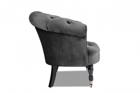 Fotoliu Filip chesterfield, gri inchis, spuma/catifea/lemn, 87x78x83 cm [1]