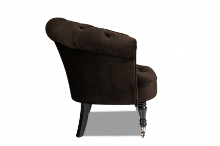 Fotoliu Filip chesterfield, maro vintage, spuma/catifea/lemn, 87x78x83 cm [1]
